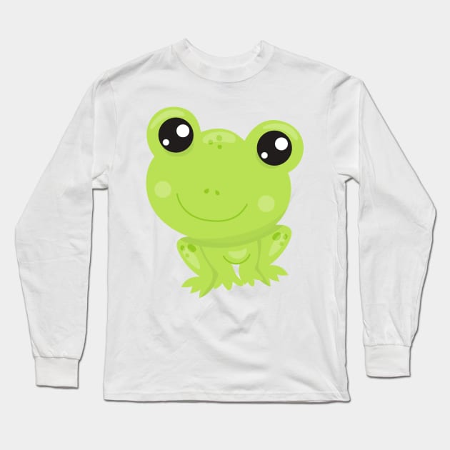 Cute Frog, Little Frog, Baby Frog, Green Frog Long Sleeve T-Shirt by Jelena Dunčević